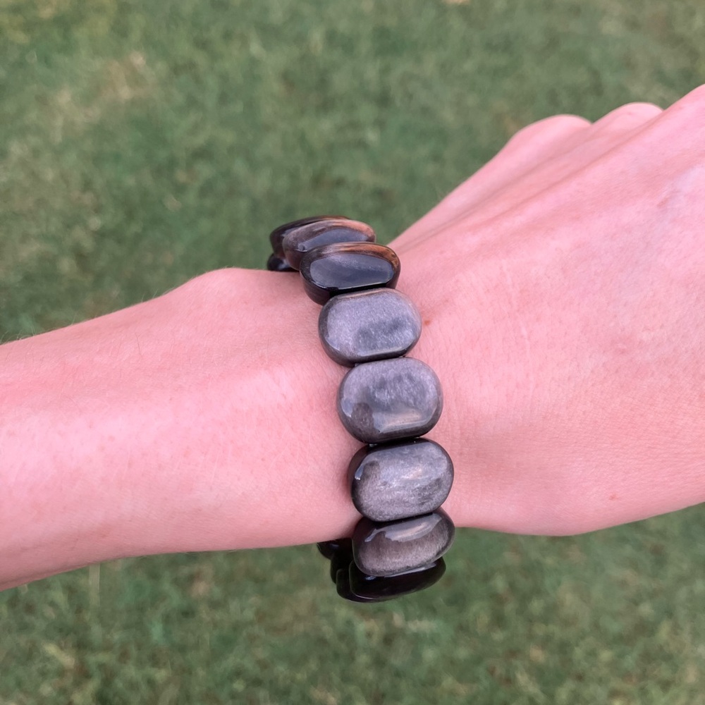 Silver sheen obsidian bracelet